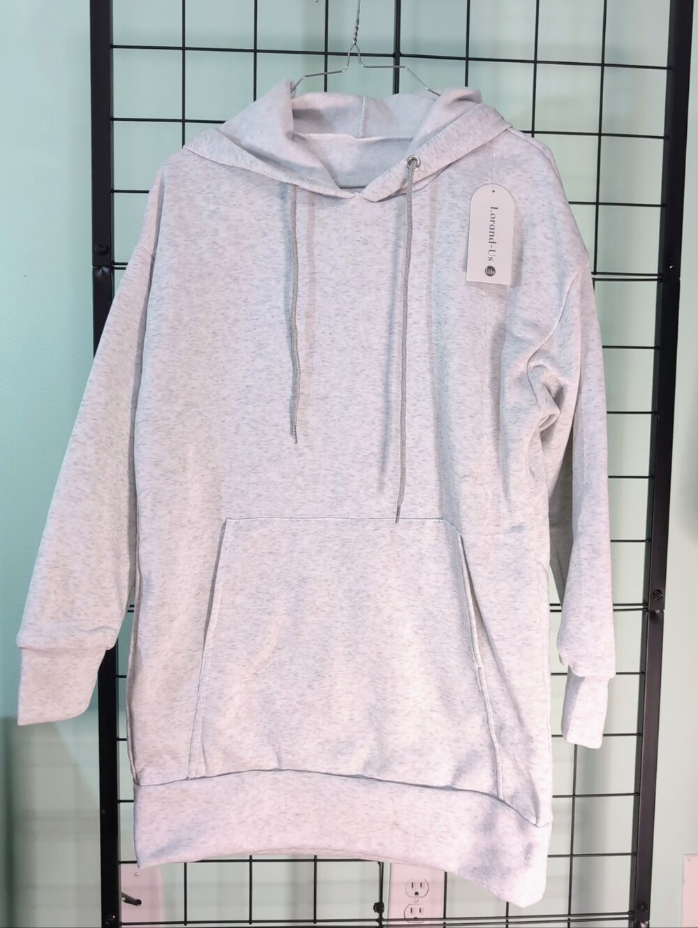 NWT Lorand-Us Heather Gray Longline Hoodie Tunic Sweatshirt Size S